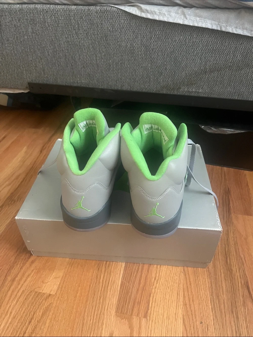 Jordan Men's Grey and Lime High-Top Sneakers